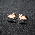 Cute minimalist stainless steel rabbit stud earrings with polished rose gold finish - Rabbit Shape(163) / Rose Gold
