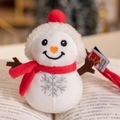 Portachiavi pupazzo di neve in peluche con cappello rosso, sciarpa e ricamo fiocco di neve - Rosso / 12cm