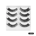 Dramatic D-curl Russian strip lashes style 4009 with 4 pairs of dense faux mink fiber - Natural Slender Style (4009)
