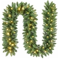 Detail der 2,7m grünen Tannennadel-Weihnachtsgirlande mit warmweißen LED-Lichtern - SGF403 (Grün Spitz Mit Licht)