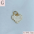 Detailed view of gold pixel heart pendant with zircon stones and 9.9*9.5mm dimensions - G-Pixel Style Heart