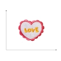 Self-adhesive embroidered heart patch with pink border and yellow LOVE text for DIY decor - 7# Pink Wave Love Heart