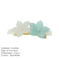 Blue and white acetate camellia hair clip with rhinestones and gold-tone metal base - Blue & White