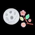 Molde de silicona blanca traslúcida para rosa y hoja 3D en fondant o resina DIY - Grande (17-196) / Transparente