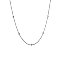 Collar de cadena de serpiente plateada minimalista con cinco cuentas metálicas lisas - Plata - Cadena de Bolas