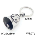 Porte-clés cloche vintage en acier inoxydable avec anneau de 30mm et croix - Relief Croix de Malte (KY1481-K)