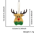 Detailed size specifications for plush reindeer Christmas tree ornament with dimensions - Bow Reindeer Ornament