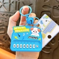 Porte-clés anti-stress créatif en forme de piano bleu avec un joli motif de chiot - Pendentif Piano Chiot / Bleu