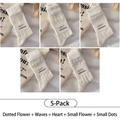 Set di 5 paia di calze a rete bianco crema con motivi floreali e cuori - 5 Paia - Stili Misti 1