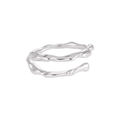 Minimalistischer doppellagiger S925 Sterlingsilber Ring mit unregelmäßigem Flüssigmetall - Einstellbar Offen / Weißgold