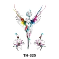 Waterproof temporary tattoo sticker TH-325 featuring colorful winged figure and wolf - Th-325 / 210*148mm