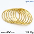 Set of 7 pieces golden minimalist round stainless steel 3mm bangles with 60mm diameter - Gold (Set of 7) / 60*3mm