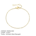 Pulsera de cadena minimalista de acero inoxidable en acabados oro de 14K, plata y oro rosa - Capa Única / Oro de 14K