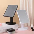 LED makeup mirror with 20 lights in black and white finish for desktop vanity - 16 LED Beads / White Storage Base