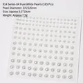 Dettaglio di 165 perle bianche adesive in misure miste 3-6mm per capelli e decorazione unghie - Perla Bianco Puro / 165 pezzi (3/4/5/6mm)
