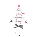 Addobbo per albero di Natale in legno bianco con stelle rosse e scritta Santa Claus - Pendente Tema Babbo Natale / Rosso