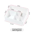 Organizzatore per ciglia bianco a 6 scomparti in acrilico per extension ciglia da tavolo - Scatola di Immagazzinaggio a 6 Griglie / Bianco