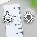 Antique silver sun pendant for DIY jewelry making with ruler showing 2cm diameter - Sun Style (22337) / 1-Piece Pack (17x15mm) / Antique Silver