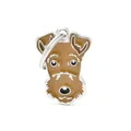 Close-up of a brown Welsh Terrier dog keychain with durable metal ring and enamel finish - 4 Fox Terrier