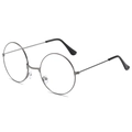 Lunettes rétro à monture ronde en métal gris fusil avec branches fines - Monture Gunmetal