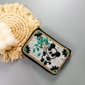 Handmade beaded card wallet with giant panda pattern and golden zipper detail - No.08 (Panda Pattern)
