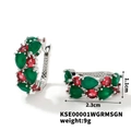 Vintage silver earrings with green and red pear-cut stones in a balanced setting - Silver Base Red and Green Mix Style (KSE00001WGRRMSGN)