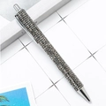 Elegant luxury ballpoint pen with grey rhinestone inlay and silver metallic clips - Gray (Silver Parts)