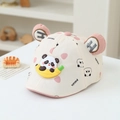 Dettaglio della toppa panda banana e orecchie rosa su cappello da sole per neonati - 50cm (1-3 anni) / Rosa