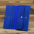 Vintage-Leder-Geldbörse für Herren in Elektroblau mit mehreren Kartenfächern und Druckknopf - Hellblau
