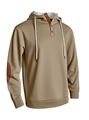 Sudadera caqui para hombre con cuello abotonado y coderas con textura añadida - S / Caqui