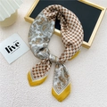 Silk-like houndstooth and paisley square scarf in brown and yellow tones - 6 Houndstooth Paisley Patchwork Yellow