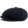 Classica coppola blu scuro a spina di pesce con motivo a quadri marrone-rossastro - Regolabile / Blu navy