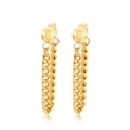 Golden titanium steel tassel drop earrings with polished ball studs and cuban chains - Gold