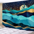 Arazzo artistico con paesaggio desertico montagne dorate e cielo stellato per la camera - 150x130cm / Notte del Deserto e Cactus