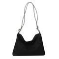 Elegante schwarze Pailletten-Handtasche mit silberner Kette und geknotetem Detail - Schwarz
