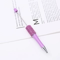 DIY purple beaded ballpoint pen with sparkling rhinestones for office gift use - Black Ink / Pearlescent Pink Purple