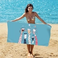 Light blue double-sided velvet beach towel with coffee illustration and surf theme - B72-Coffee Cups Lifestyle