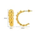 Detailed view of bamboo texture gold hoops with 25mm height and 20mm diameter measurements - Gold Bamboo Texture Hoops (E4666)
