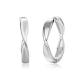 Eleganti orecchini a cerchio intrecciati in argento sterling S925 lucido da donna - Argento 925 / Oro Bianco