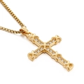 Hip hop gouden titanium stalen kruis hanger met kristallen aan een box ketting - Gouden Hanger (KP97462)