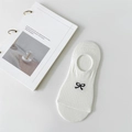 Calze invisibili bianche a coste con motivo jacquard a fiocco nero per donna - Bianco latte