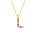 Elegant 18K gold plated necklace featuring a pearl-inlaid letter L pendant with chain - Letter L (S-P149-L)