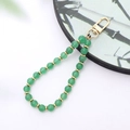 Green agate stone bead strap with gold spacers and spring clasp for phone and camera - K3410 Green Aventurine Natural Stone Pendant