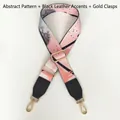 Graffiti printed wide bag strap with black leather trim and gold metal lobster clasps - Graffiti Black Leather Gold Hook