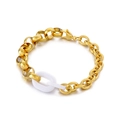 Bracelet chaîne dorée rétro avec un maillon en résine blanche au design minimaliste - Splicing Couleur Contrastée Or-Blanc (KB150879-Z)