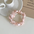 Elegant champagne gold satin scrunchie with smooth silk texture for ponytail styling - Light Pink