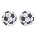 Boucles d'oreilles ballon de foot avec paillettes noires et blanches étincelantes - Football Acrylique (11290)