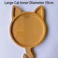 Cat-shaped bamboo wood tray for DIY crafts, 10cm inner diameter, natural wood texture - Big Cat Inner Hole 10cm