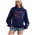Navy blue fleece hoodie featuring hot cocoa and Christmas movies festive typography - S / Tops / Navy Blue-Hot Cocoa Print