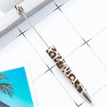 Creative beaded ballpoint pen featuring stylish leopard print and sleek silver metal accents - Leopard Print with Silver Connector (4)